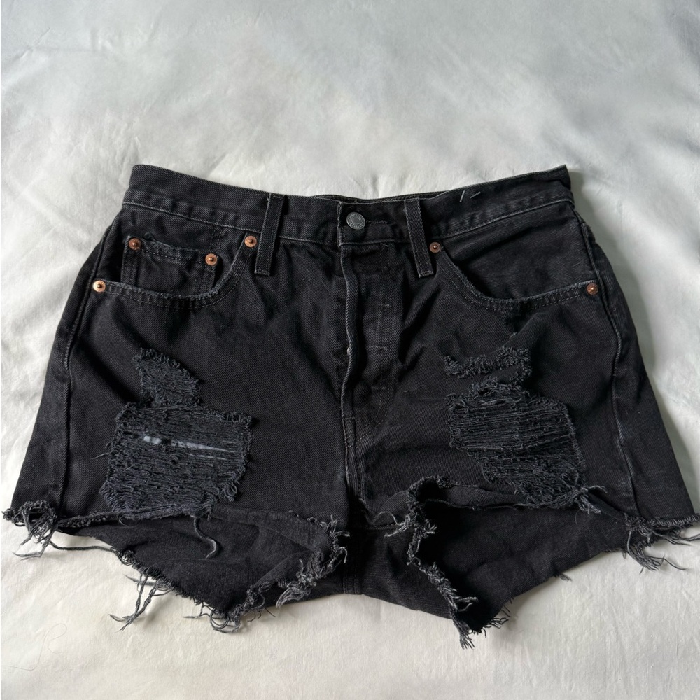 Levi's Black Distressed Jean Shorts